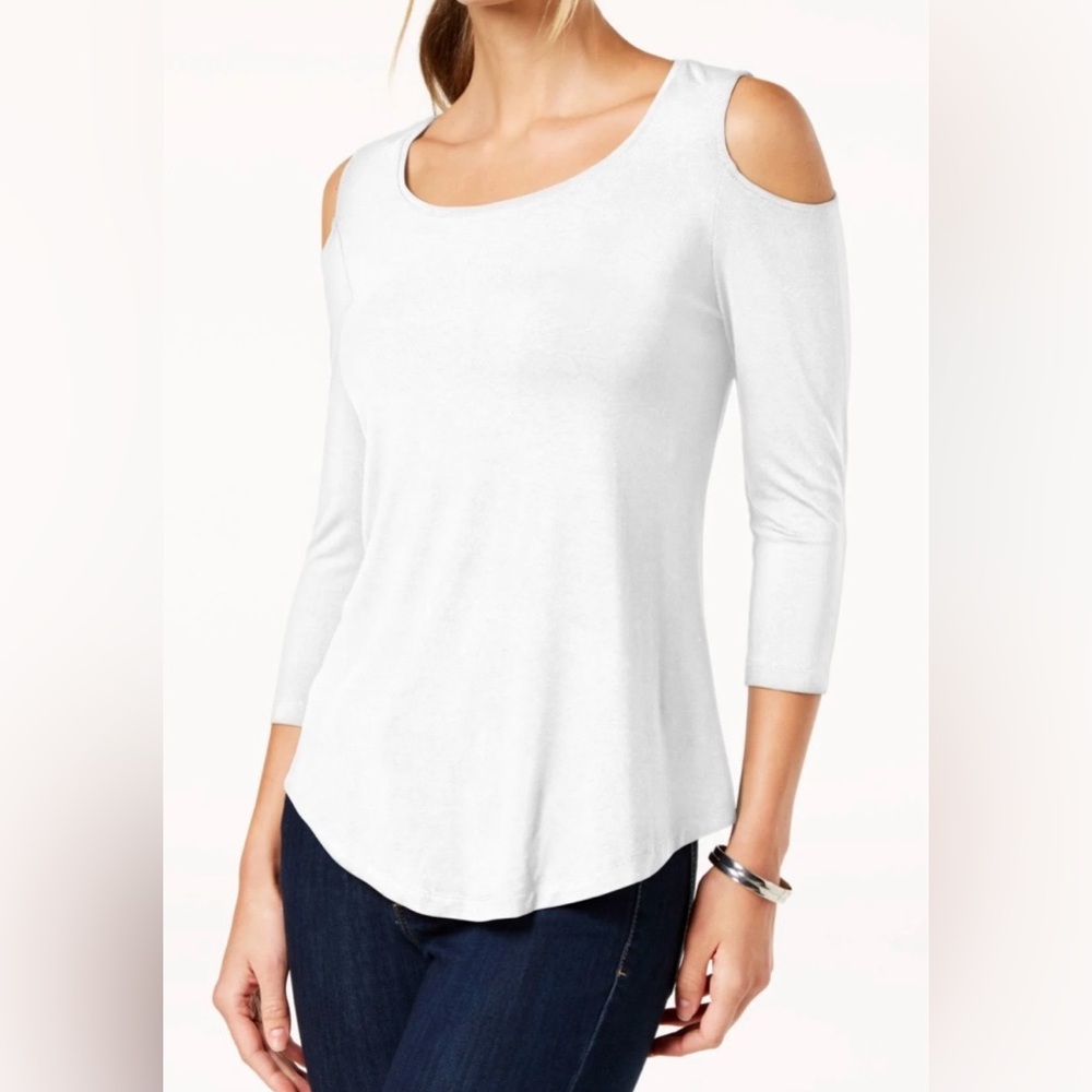 JM Collection Cold Shoulder Top - Picture 2 of 8